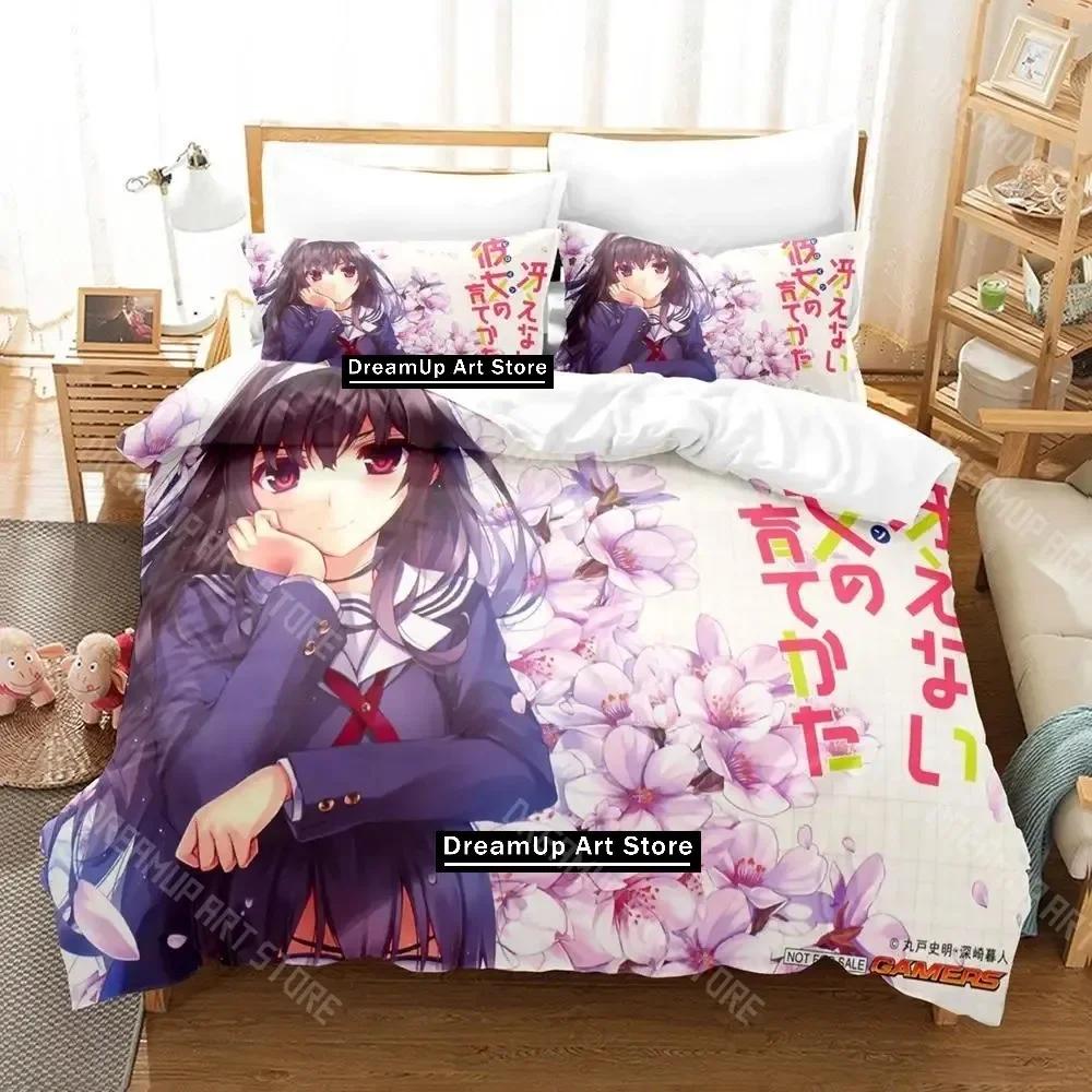 3D Print Katou Megumi Bedding Set Single Twin Full Queen King Size Bed Set Adult Kid Bedroom Duvetcover Sets Anime