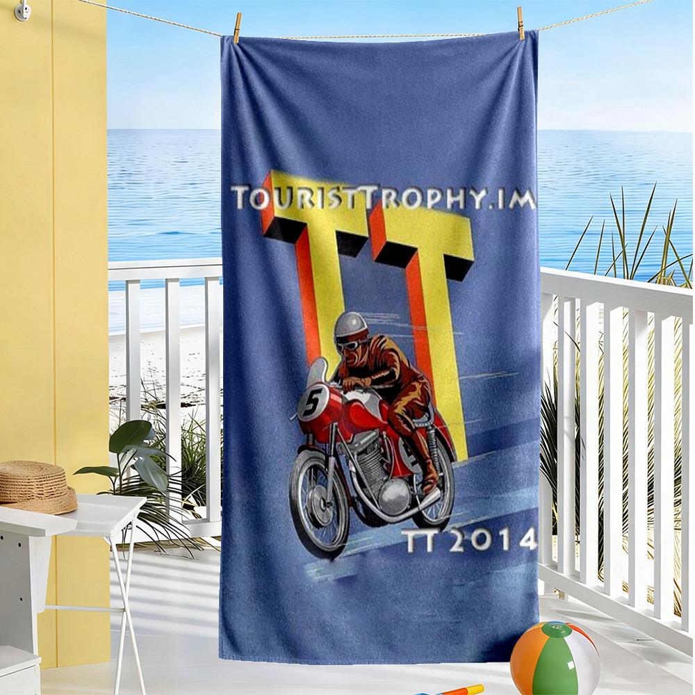 Isle Man Tt Beach Towel High Absorbency & Quick-Dry Comfortable Lightweight Perfect for Traveling Yoga Camping and Swimming