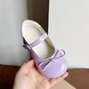 Girls' Princess Bow Patent Leather Shoes - Shiny, Low-Cut, Magic Tape, Japanese Style for Spring and Autumn