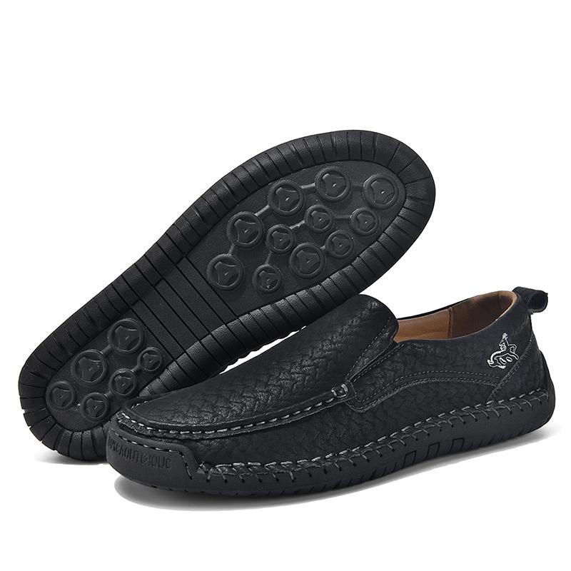 Large Size 48 Handmade Split Leather Men's Casual Shoes Comfortable Men Loafers Moccasins Men Flats Shoes Driving Shoes