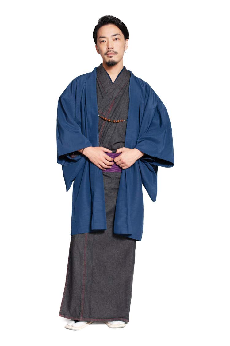 

Long Already One Size Fits Iron [Tayutafu] Men s Kimono, Washable, Haori, Tailored, Most, OK, Men s (L, Blue) синій