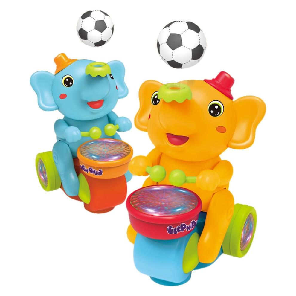 Crawling Toys for Babies 6-12 Months, Drumming Elephant Blowing Ball Walking Car with Music Light, Musical Train Infant Educational Toy