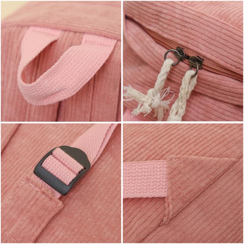 Autumn Winter New Corduroy Women's Backpacks Breathable Wear-resistant Solid Color Teenager Girl Shoulders Bag Large Capacity Casual Female Knapsacks