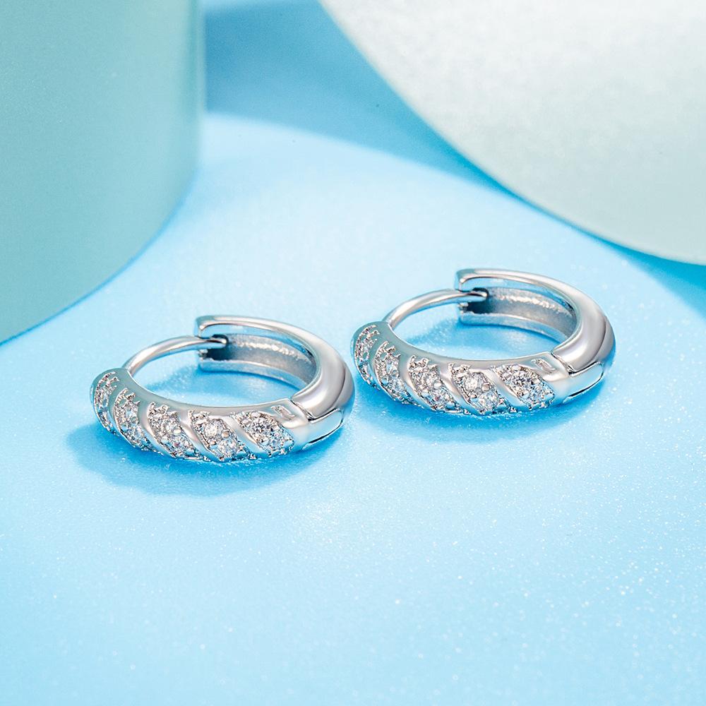 925 Silver Earrings Twisted Diamond Earrings Women's Fashionable Simple Birthday Party Wedding Anniversary Jewelry Gift