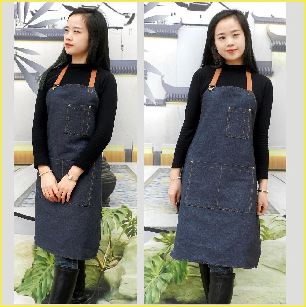 Nordic Style Sleeveless Denim Kitchen and Work Apron with Customizable LOGO