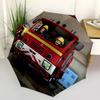 Fireman Fire Trucks Themed Travel Umbrella-8 Ribs Automatic Opening and Closing, Portable Folding Design, Compact and Stylish Umbrella Suita