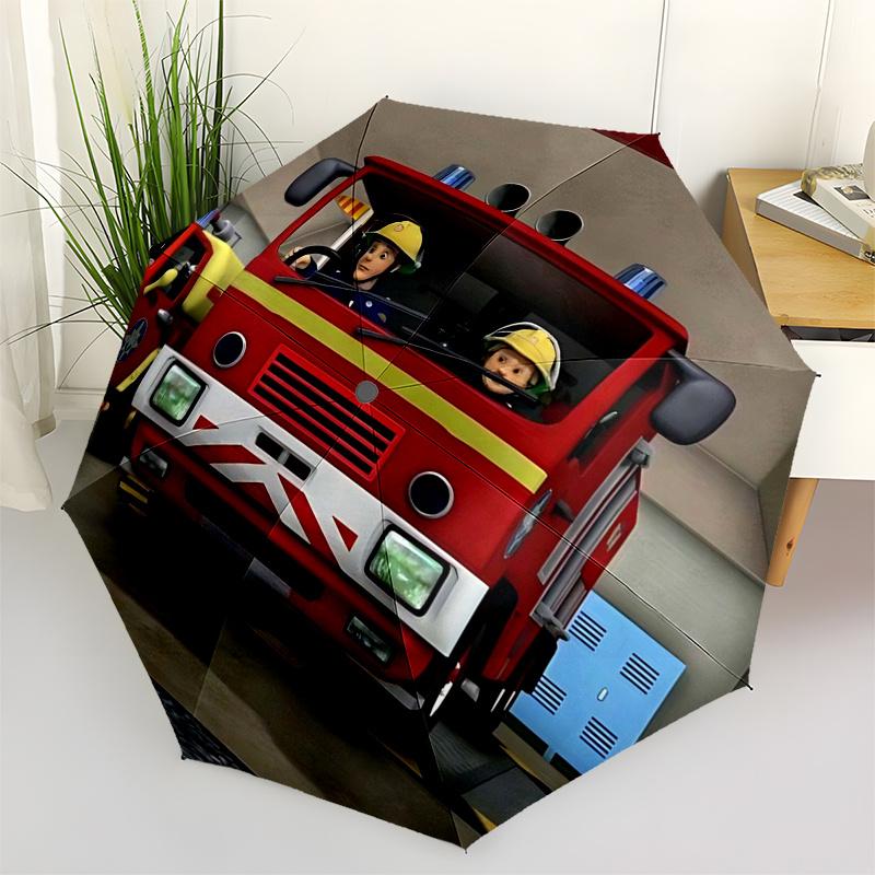 

Fireman Fire trucks Themed Travel Umbrella-8 Ribs Automatic Opening and Closing, Portable Folding Design, Compact and Stylish Umbrella Suita