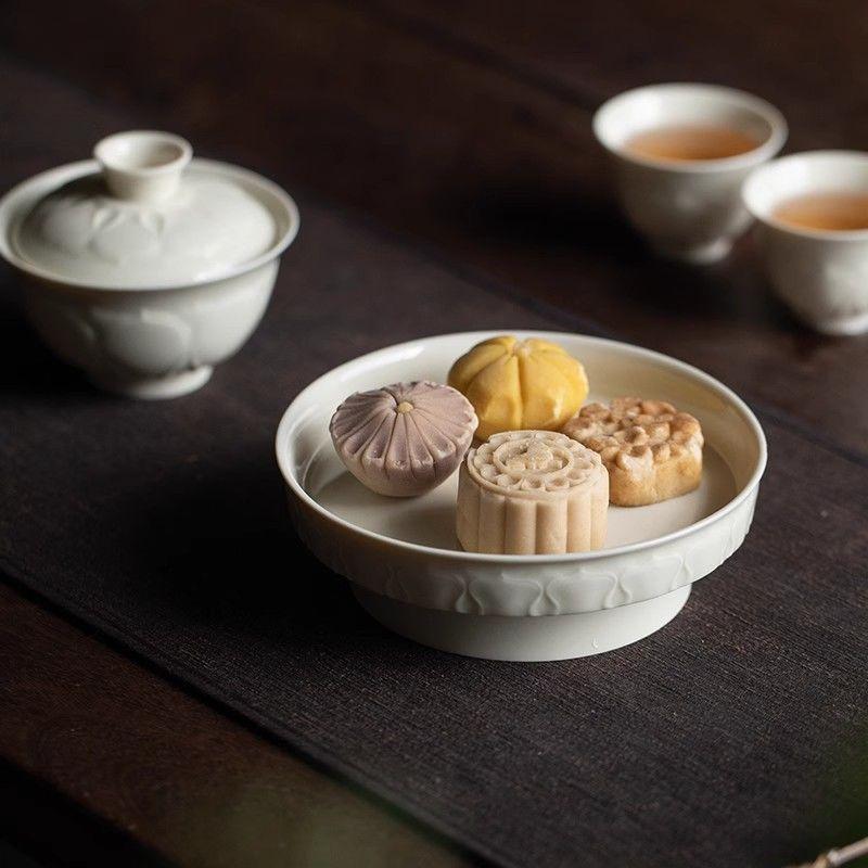 Imitation of Song Ceramic Cover Bowl Teacups Retro Tea Set Large Capacity Not Hot Hand Modern Simple Household Relief Tea Bowl