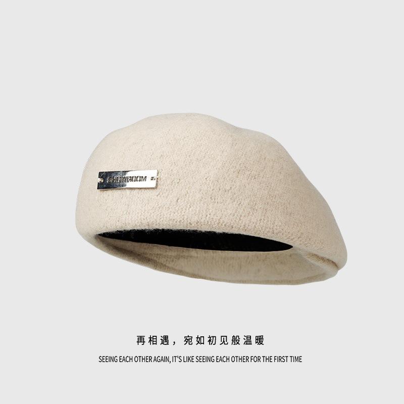 

Берет женский весенне-осенний с большим обхватом головы, для маленького лица, носить задом наперед, шляпа вперед, осенне-зимняя кепка художника, шерстяная шляпа One size adjustable (54-58cm)