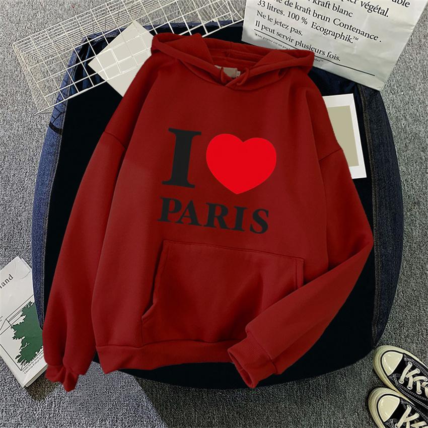 Women Hoodies Fashion Autumn Paris Love Printed Hip Hop Fleece Woman Casual Streetwear Male Y2K Clothes Hoody Pullover Unisex