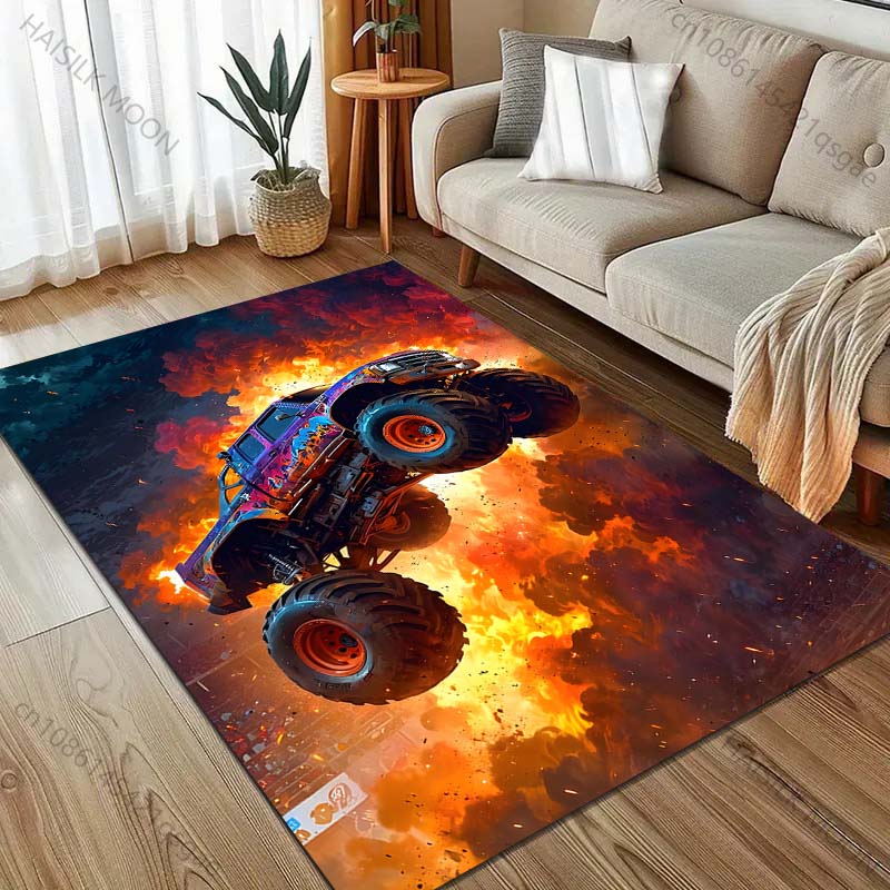 1PC Hot Monster Car Print Carpet for Bedroom Living Room Bedside Sofa Floor Mat Modern Home Decor Area Rug Large Size