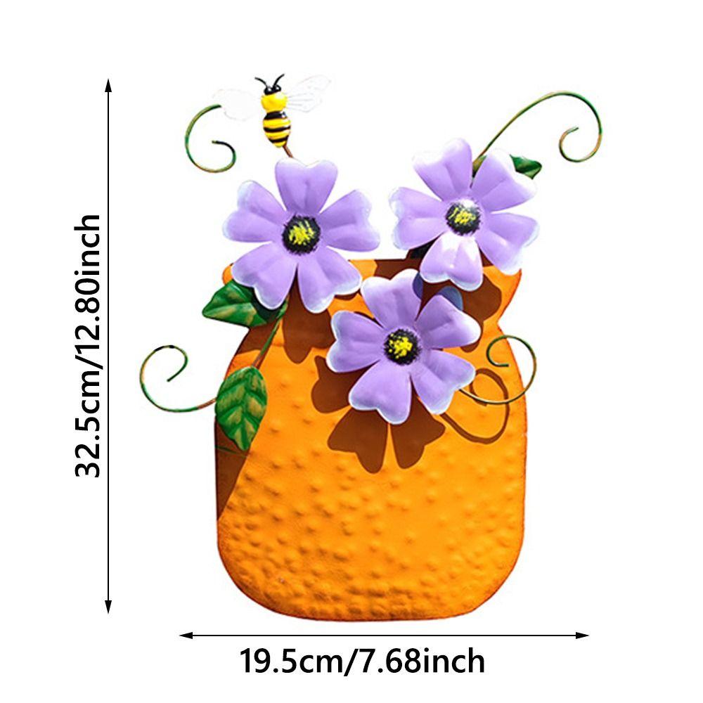 Rustic Wall Hanging Hand-Painted Wall Sculpture Garden Iron Art Decoration  for Garden Fence Patio