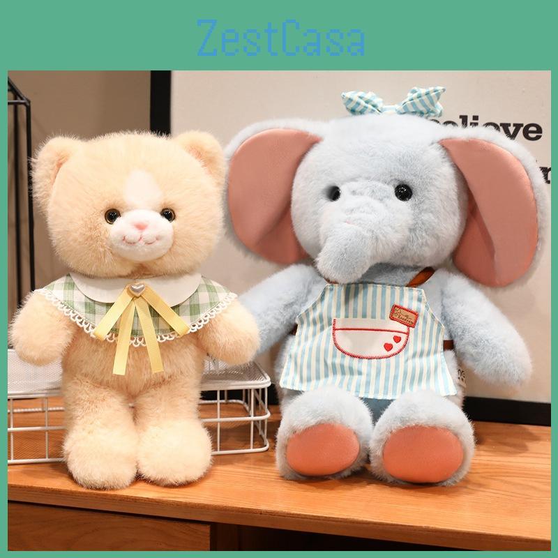Sheep Plush Elephant Toys With Striped Apron And Bow Decoration For Kids Gift