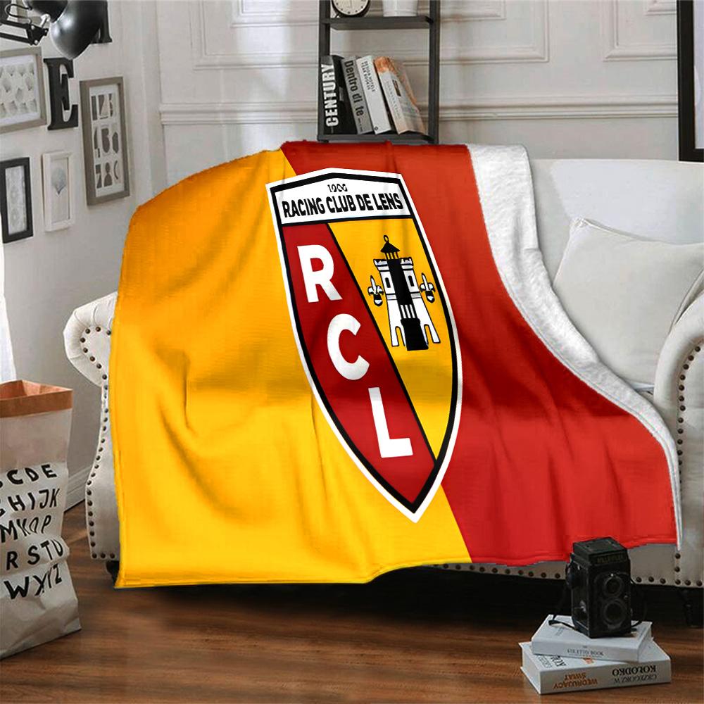 Racing Club Lens Crest Flannel Blanket, Soft Polyester, Modern Design, All-Season for Camping, Travel, Gifts for holidays or birthdays