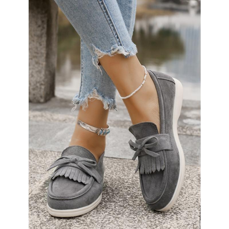 Women‘s Shoes Spring Large Size Slip-On Tassel Decoration Casual Single.