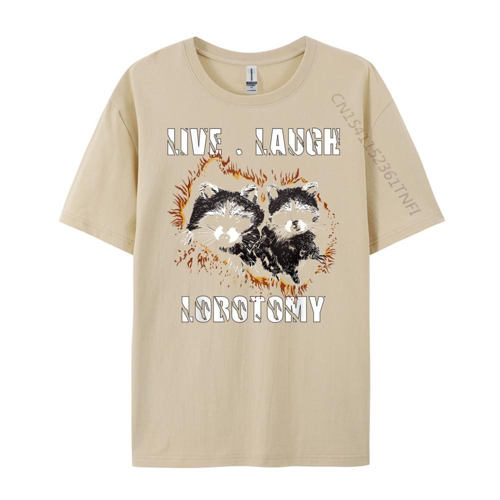 Live Laugh Lobotomy Retro Opossum Lovers Mens Shirts Graphic Tee Mens Clothing Tshirts