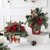 Yousheng Desktop Christmas Tree Mini Artificial Pine Cones Red Berry Decor Festive Pot Display for Home And Party Scenes