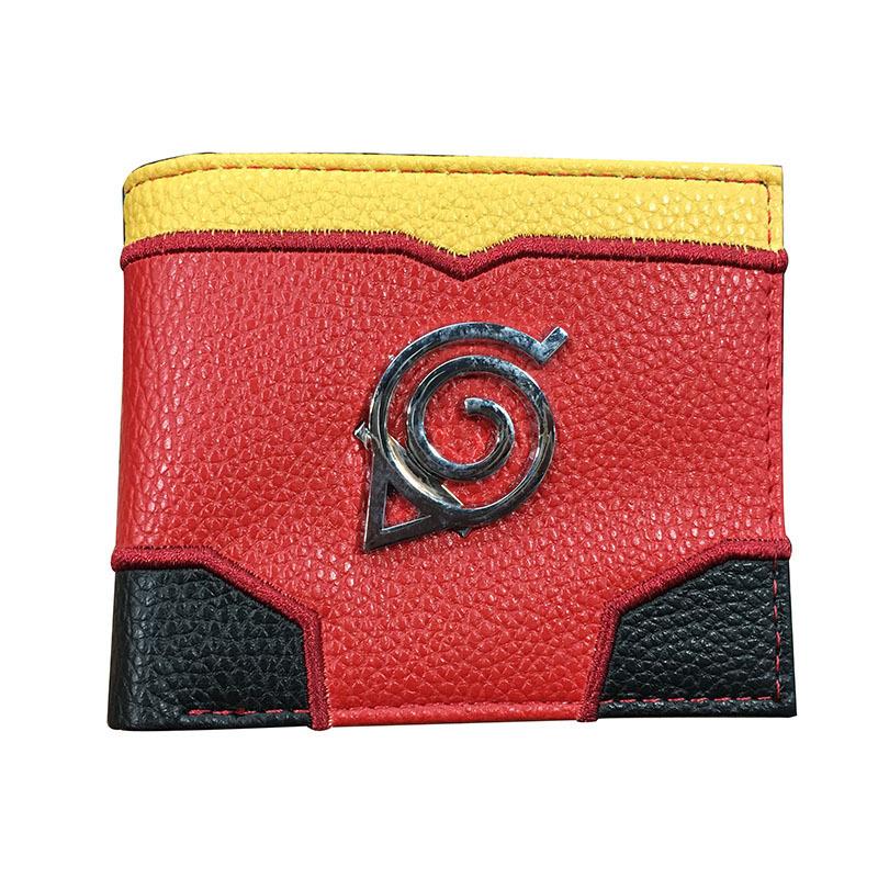 Naruto Leather Wallet Pain Akatsuki Red Cloud Metal Logo Coin Purse Card Holder ID Banknote Storage Cool Anime Gift for Fans