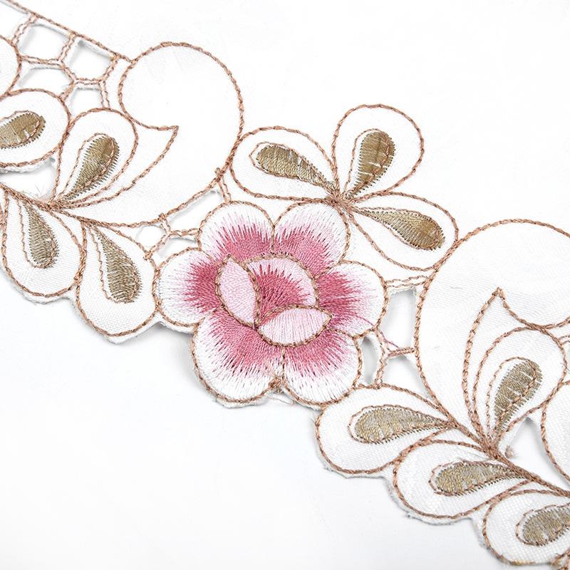 Table Runner Embroidered Floral Lace Fabric Translucent Gauze Table Cloth