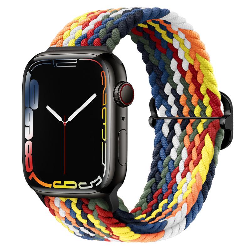 Elastic Woven Nylon Band F Smart Apple Watch Band 40 41 44 45MM Iwatch SE8 7 5 6 , Alloy Buckle Sport Soft Breathable Accessories Strap Blet Bracelet