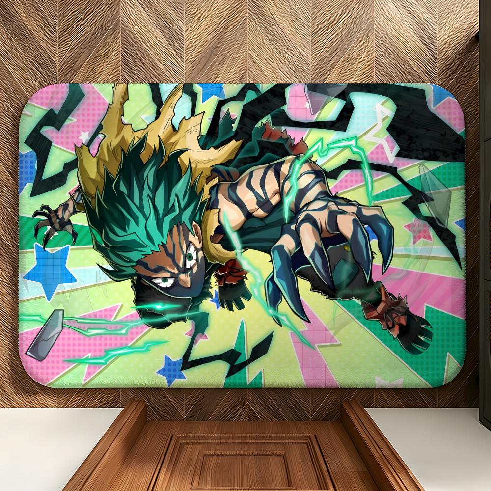 anime M-My Hero A-Academia Floor Mat Soft Flannel Floor Mat Suitable for Entryways, Living Rooms, Bedrooms, and Bathrooms