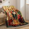 A Central Seated Figure Surrounded by Halos, Angels, and Ornate Designs. for All Seasons Blanket Lunch Break Throw Gift