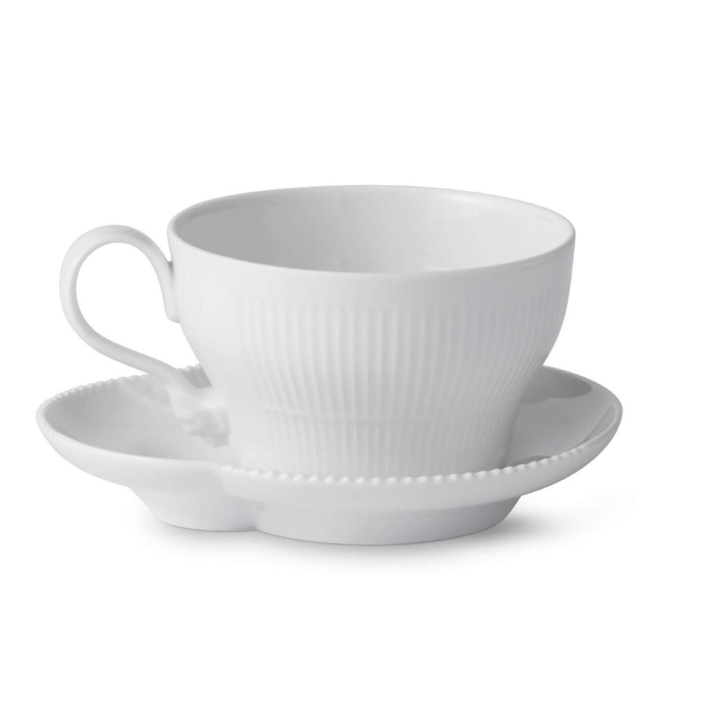 [Officially Imported] Royal Copenhagen White Elements Cup & Saucer 260ml, Wedding Gift, Product Number 1026456