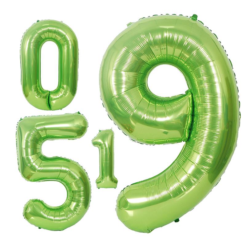 

40-дюймовые радужные фольгированные шары с цифрами 0-9 С Днем рождения Украшение для свадебной вечеринки Взрослый красочный гелиевый шар Globos Детский подарок 9&40inch зелёный