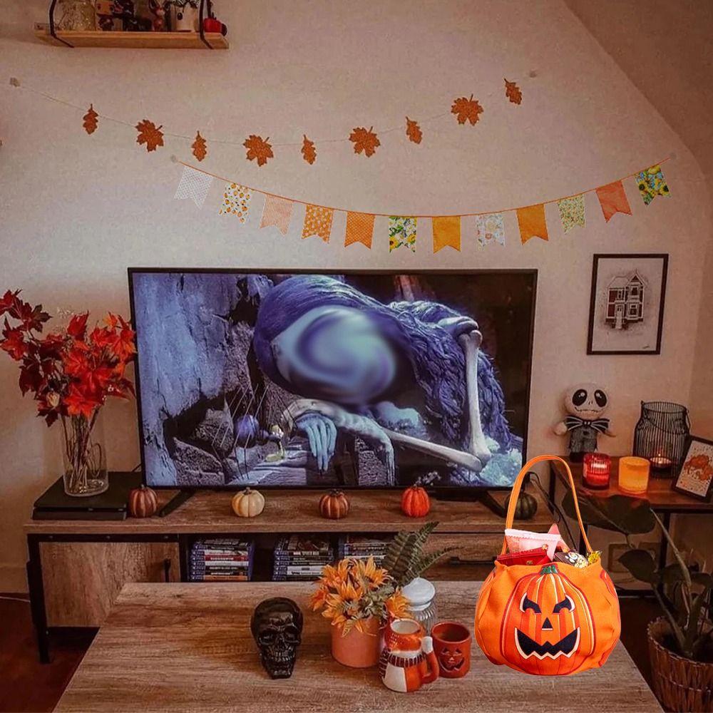 

Trick or Treat Halloween Candy Bag Gifts Pouch Pumpkin Candy Bucket Funny Party Style A