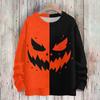 Women's Casual Long Sleeve Halloween Print Round Neck Knit Sweater Top