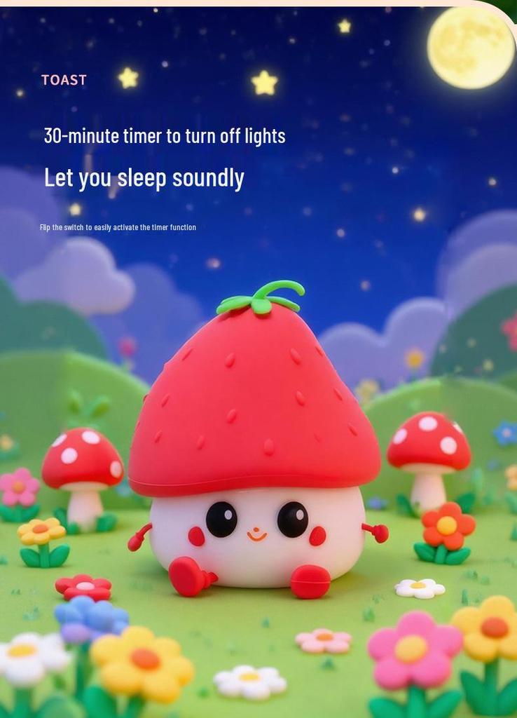 Strawberry Silicone Lamp: Three-Level Brightness Tap Night Light