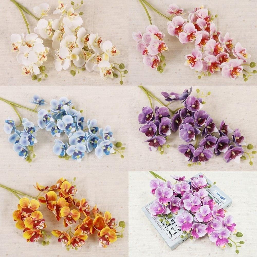 21 Heads Artificial Phalaenopsis Branches Real Touch Fake Mini Flowers  Dining Table