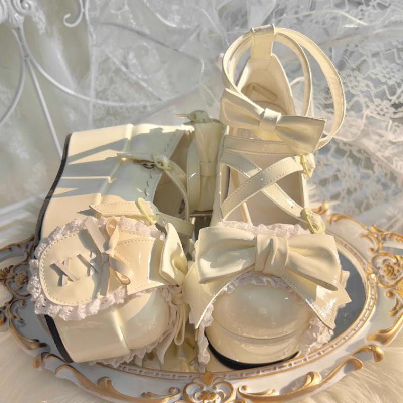 Søte Jenter Lolita Søte Kaninører Platåsko Søt Sløyfe Munk Flate Hæler Høyhælte Mary Janes