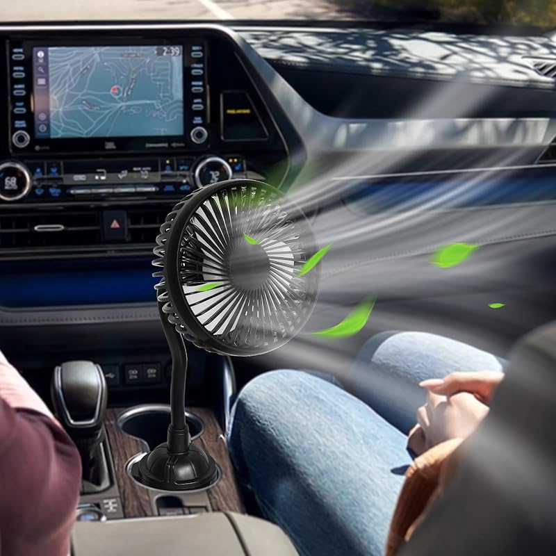 Car Backseat Fan for Backseat Kids, Dual Head Usb Car Headrest Fan for Car Backseat Kids (No Battery) Cup Holder Fan