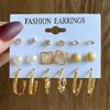 6Pairs Boho Big Circle Hoop Earring Set for Women, Gold Color Bohemia Vintage Pearl Earring Jewelry Gifts