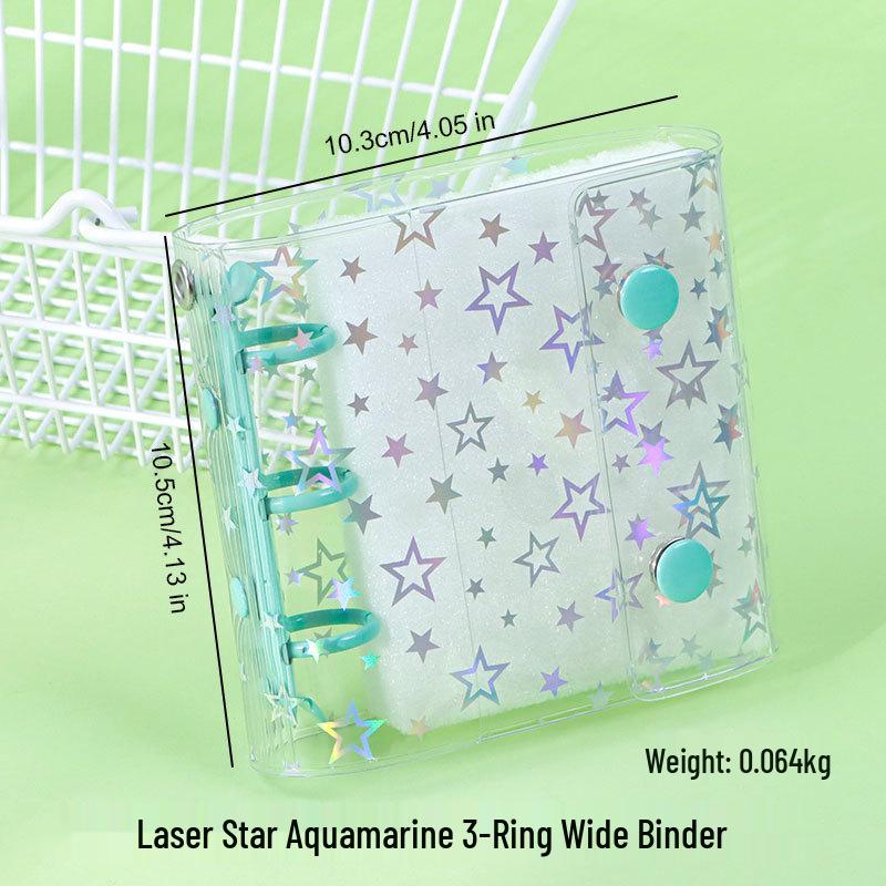 A6A7A8m5 Star Double Buckle Transparent PVC Soft Shell 6-Hole Metal Clip Planner Album Book Cover