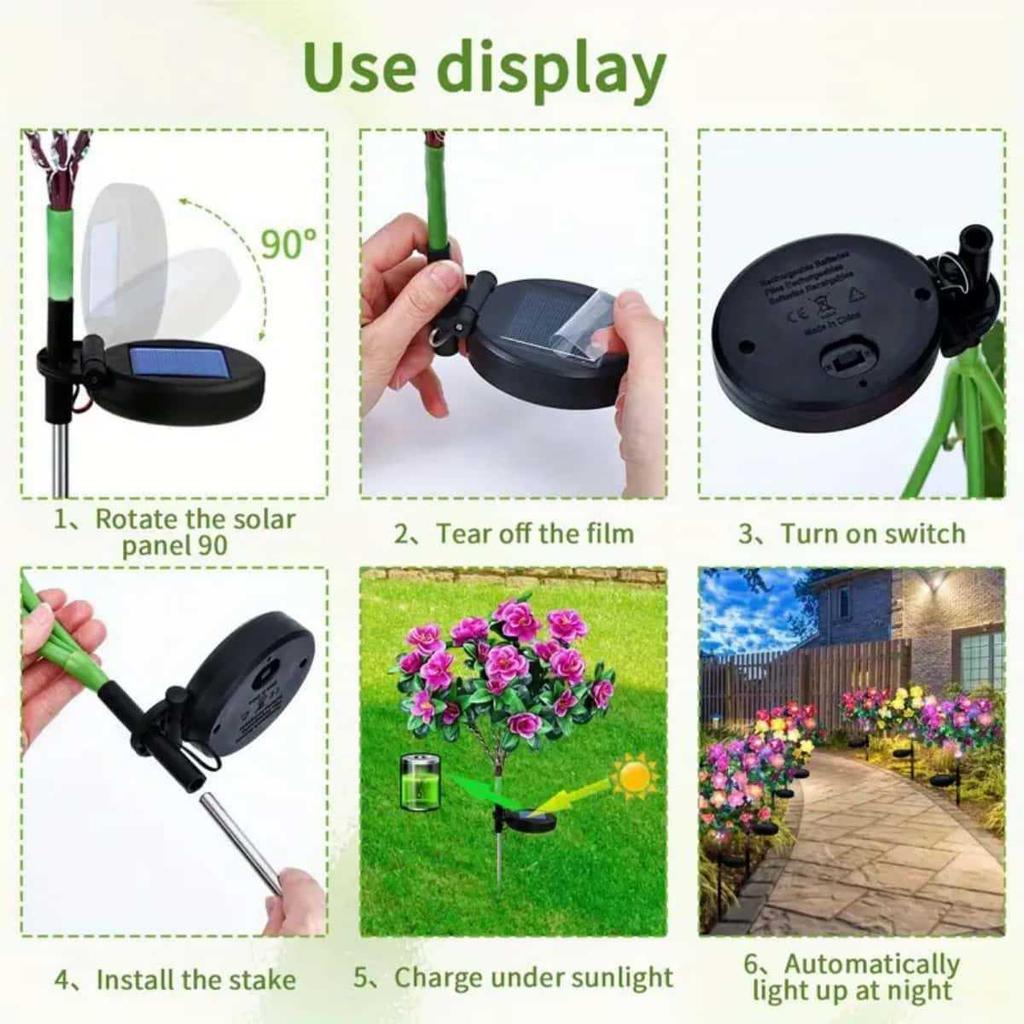 Waterproof Solar Azalea Garden Decor with Always-on & Flashing Modes