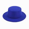 Hat Women's Woolen Top Hat Autumn and Winter Black Retro Gentleman British Style Flat Top Bow Top Hat Felt Hat