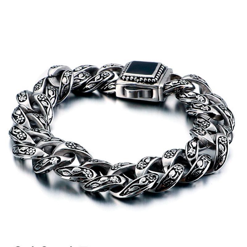 KALEN Braccialetto in Acciaio Inossidabile con Motivo Vintage per Uomo Punk Personalizzato Intrecciato con Ciondolo Accessorio Trendy Gioiello Regalo