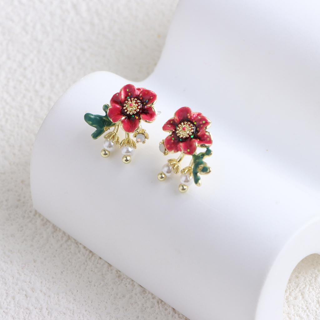 Color Contrast Daisy Flower Earrings Niche Design Sensitive Mori Oil Drip Earrings In Wind Earrings