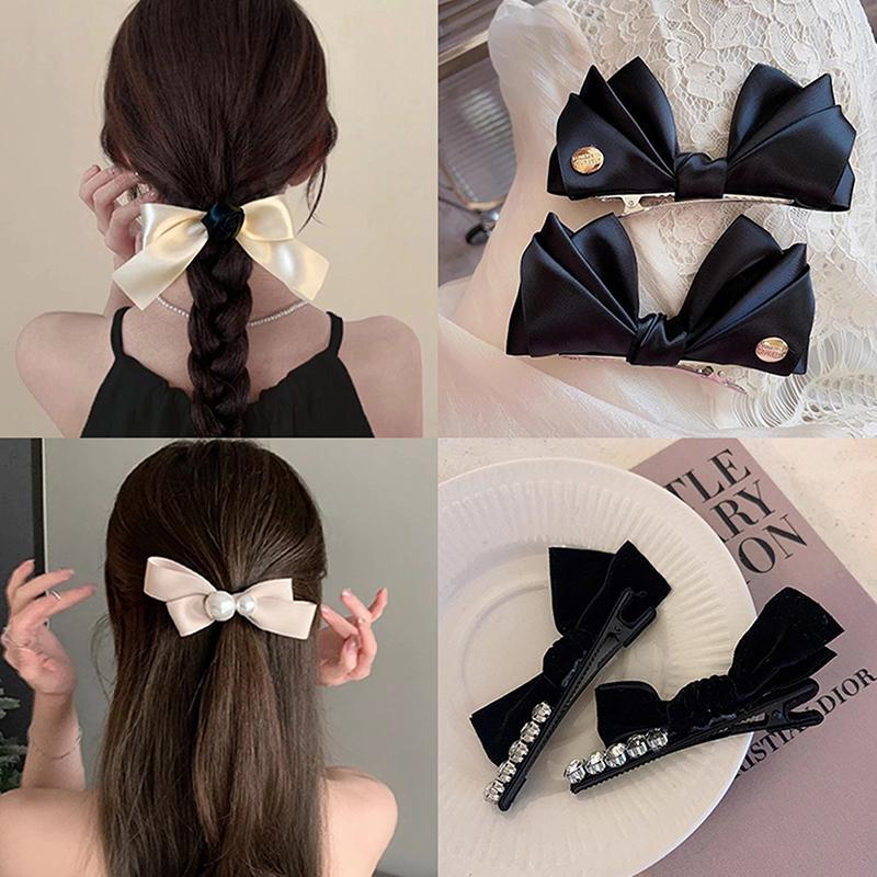 2Pcs  Bow Hair Clips For Women Vintage Bowknot Side Hairpin Cute Girls Barrettes Headdress Hair Accessories