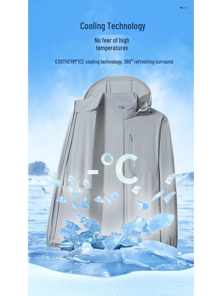 Męska kurtka chroniąca przed słońcem z lodowego jedwabiu z odpinanym kapturem - Luźna, lekka, plus size płaszcz przeciwsłoneczny