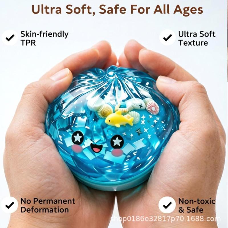 Cute Ocean Theme Steamed Stuffed Bun Squeeze Toy Soft Slow Fidget Toys For Kids Adults Party Leisure Decompression Use