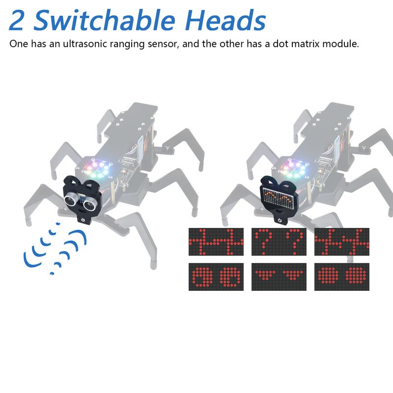 Freenove Robot Ant Kit for Arduino, Dot Matrix Expressions, Obstacle Avoidance, Wireless Control App, Ultrasonic Sensor Servo
