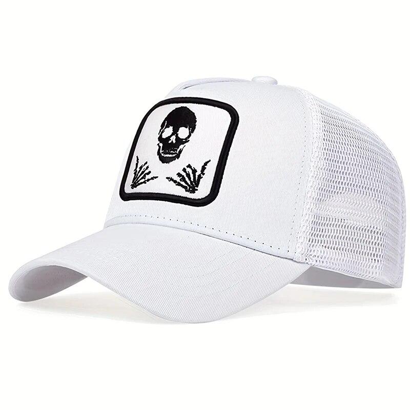 

Unisex Skull Finger 666 Embroidery Baseball Net Caps Spring and Summer Outdoor Adjustable Casual Hats Sunscreen Hat белый