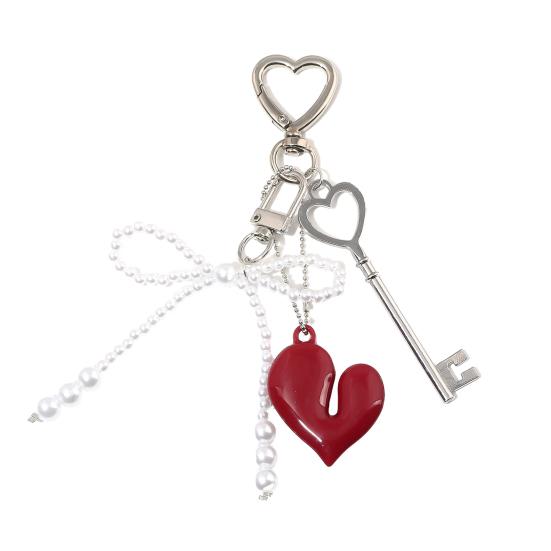 Heart Shape Bow Tie Keychain Pendant Lightweight Bag Charm Suitcase Backpack Wallet Keyring Fashion Accessory