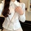 2025 Spring/Autumn Sweet Girly Slim-Fit White Puff Sleeve Top