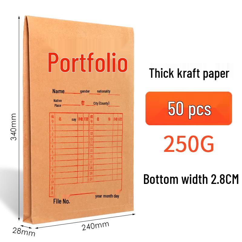 Thick Kraft Paper Manila Envelope File Folder A3/A4 Large Capacity Office Storage Bag