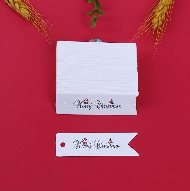 100PCS Matte Finish Christmas Gift Tags with String - Holiday Present Labels with Merry Christmas Lettering Design