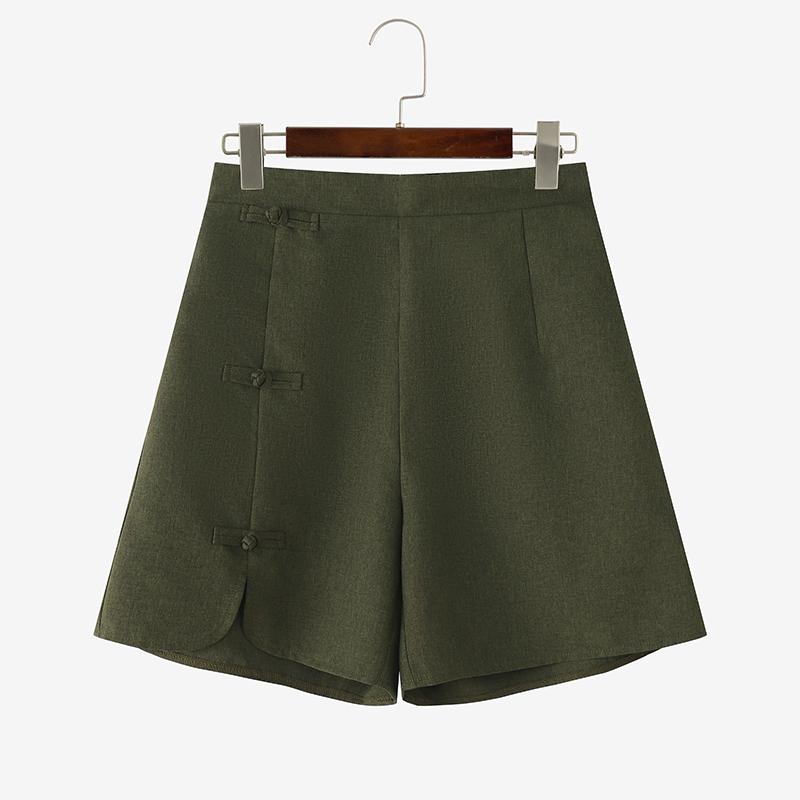 

ZANZEA Женские летние повседневные однотонные свободные короткие шорты 4XL темно-зеленого